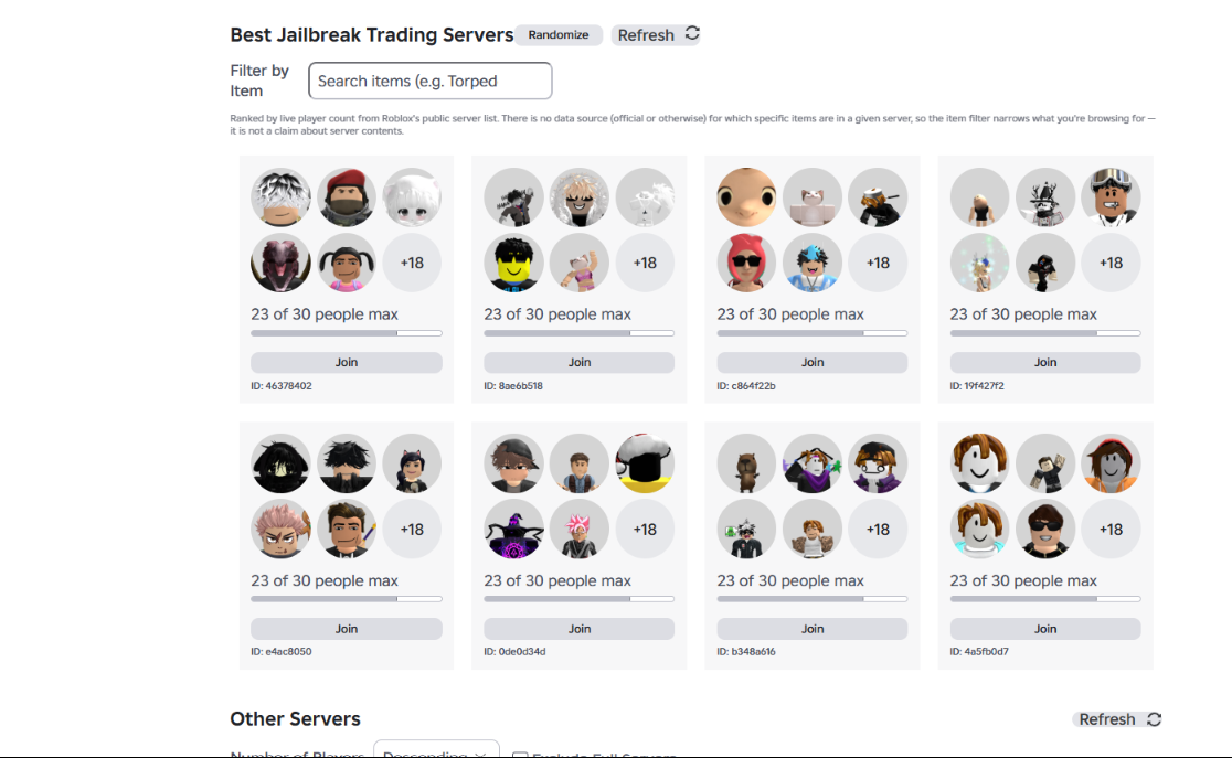 Item picker showing HyperBlue Lvl5 and other Jailbreak items